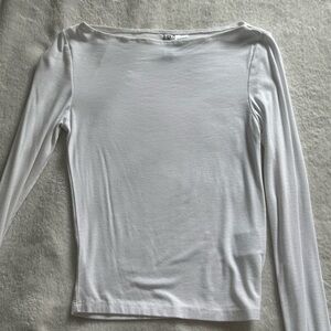 Garage White Fitted Blouse with Long Sleeves